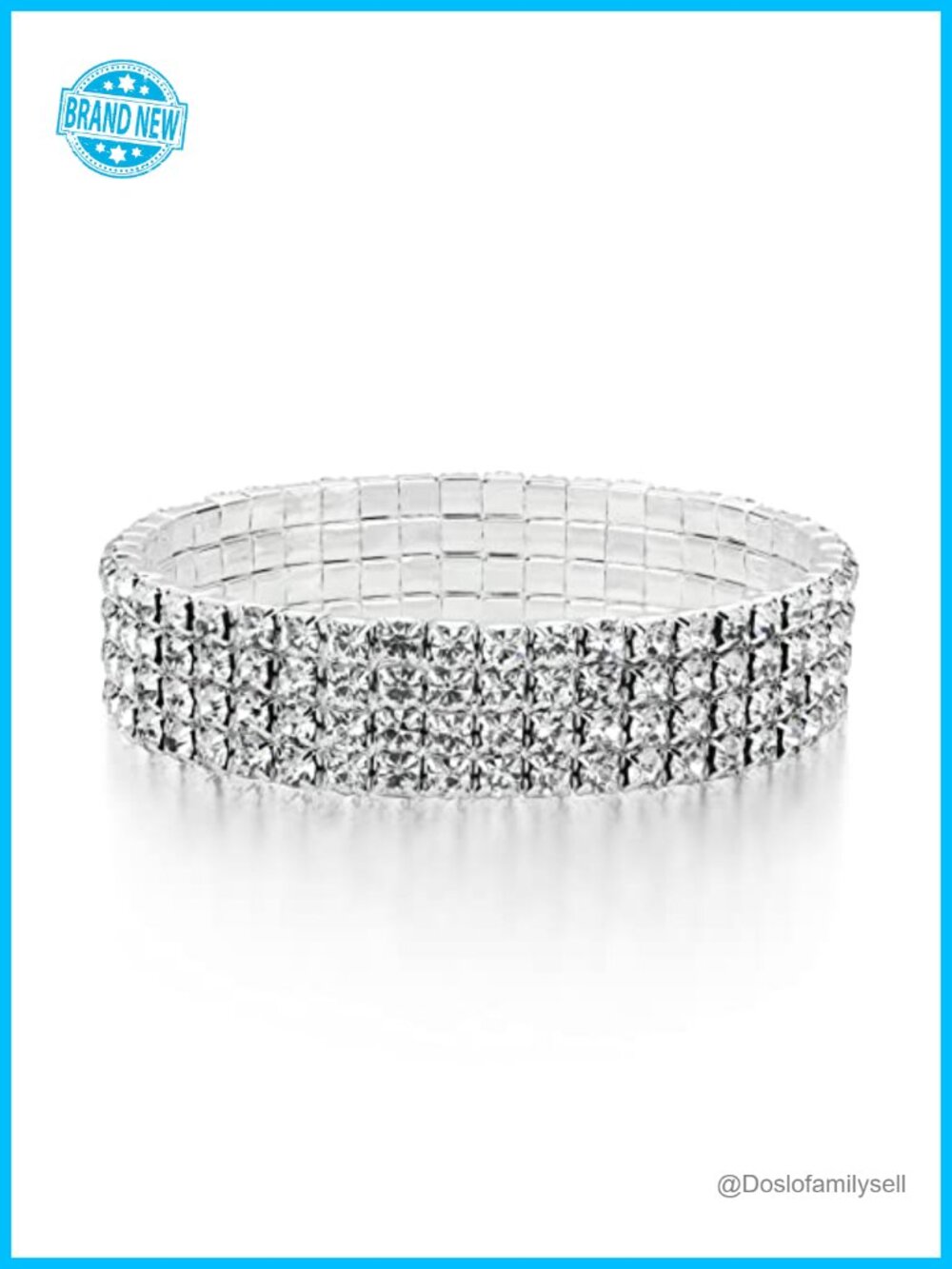 Sparkle Multicolor Rhinestone Stackable Stretch Bracelets, 18K White Gold